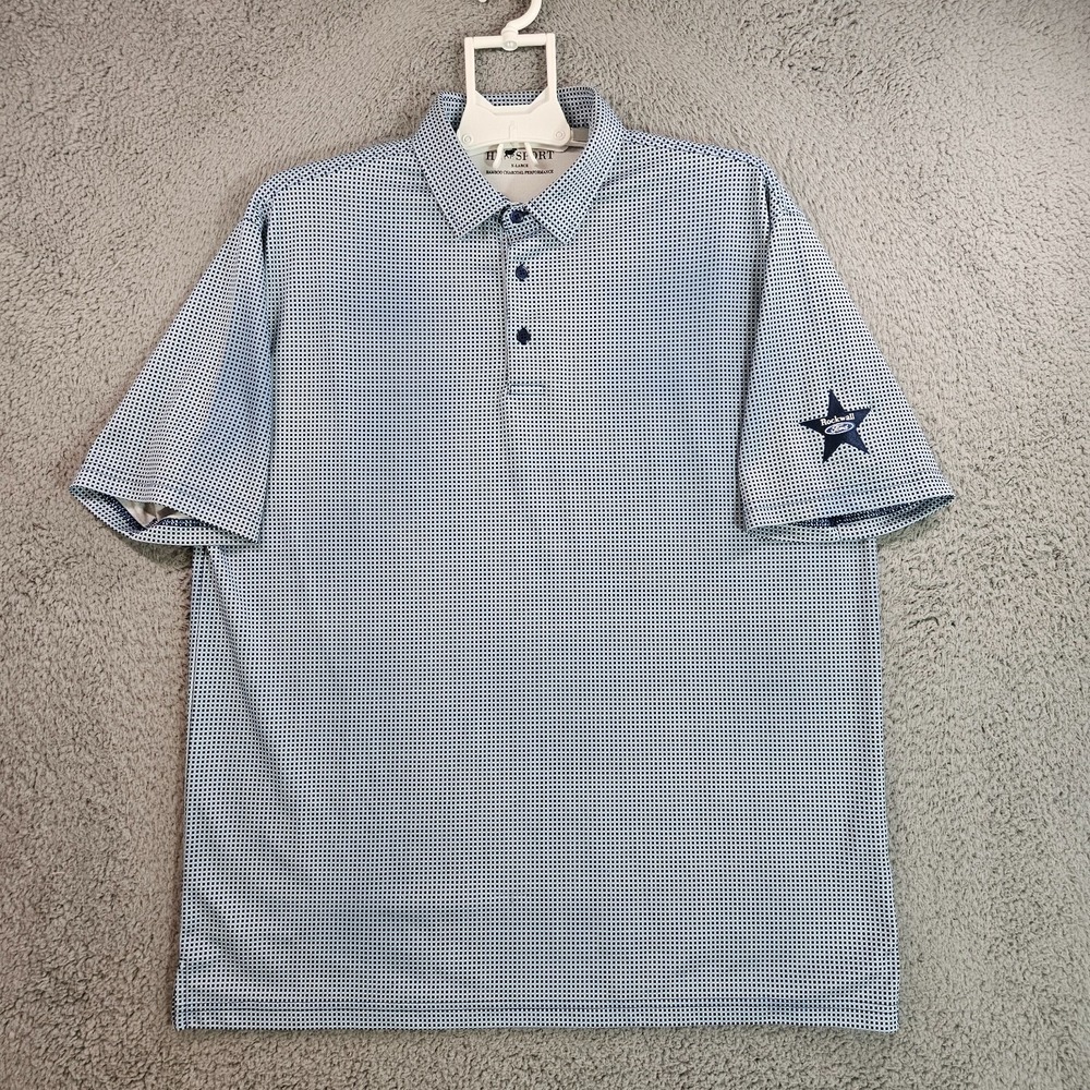 HL Sport Polo Shirt Men XL Bamboo Charcoal Performance Geometric Blue -‎ XL